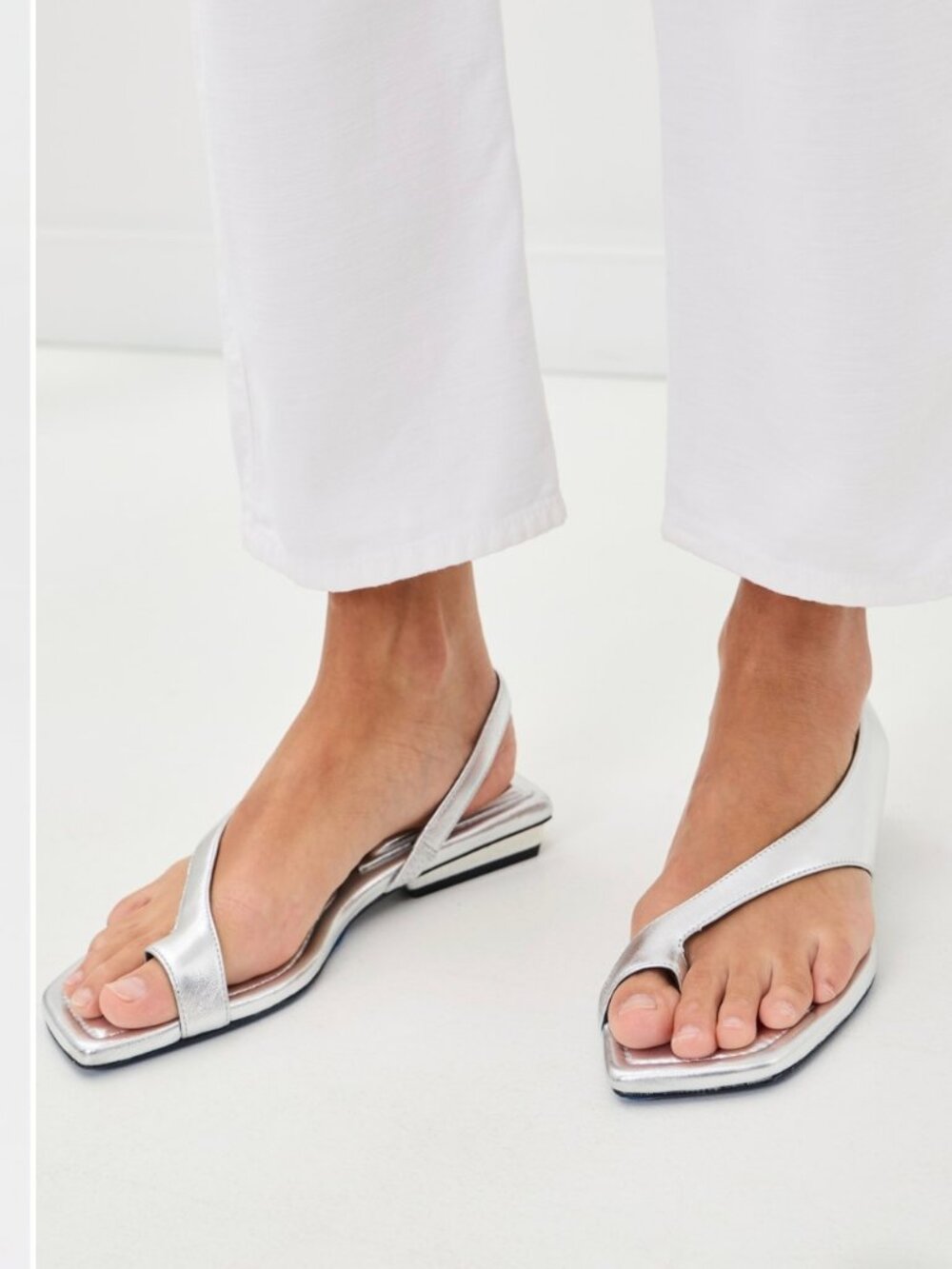 Rag n Bone Liv Flat Sandals Metallic Silvr